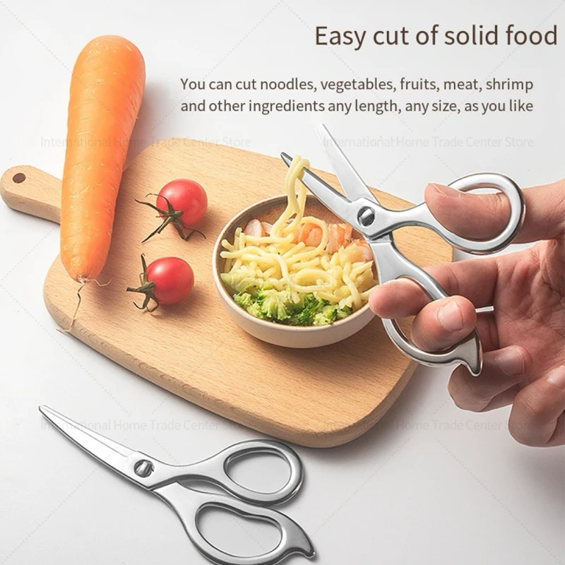 Toddler Food Scissors - 3-in-1 Stainless Steel Baby Safe Cutter for Fruits/Vegetables/Meat | BPA-Free & Easy Clean Design