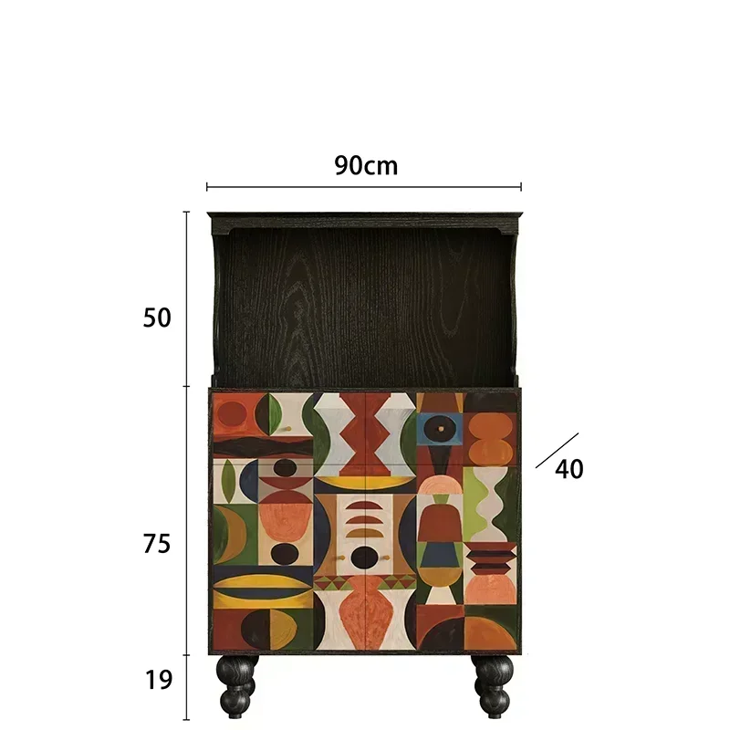 geometric abstract side cabinet solid wood wall multi-functional locker