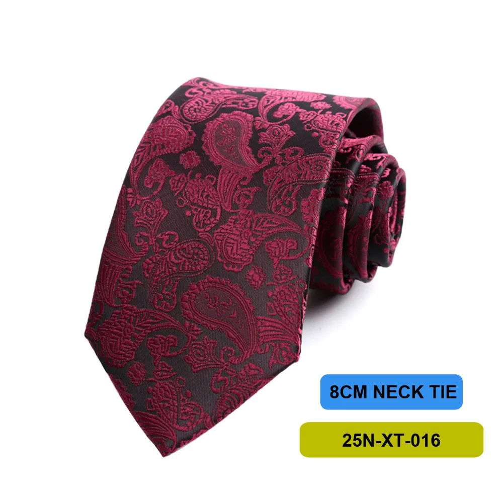 ربطة عنق بيزلي للرجال مقاس 8 سم أسكوت ريد واين أسود كحلي مناسبة لحفلات الزفاف والعمل