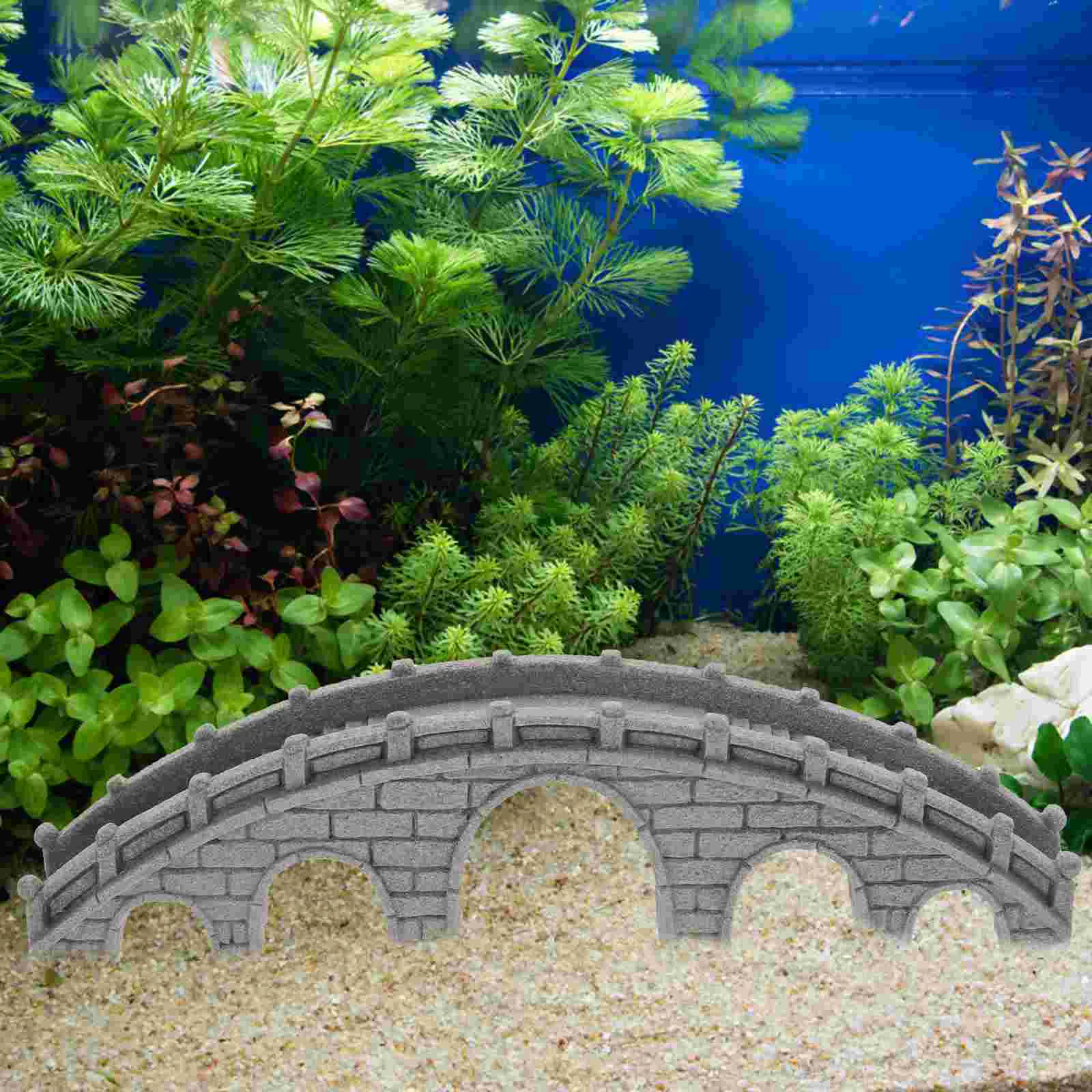 Aquarium Decorations Simulation Bridge Statues Micro-landscape Stone Model Flowerpot