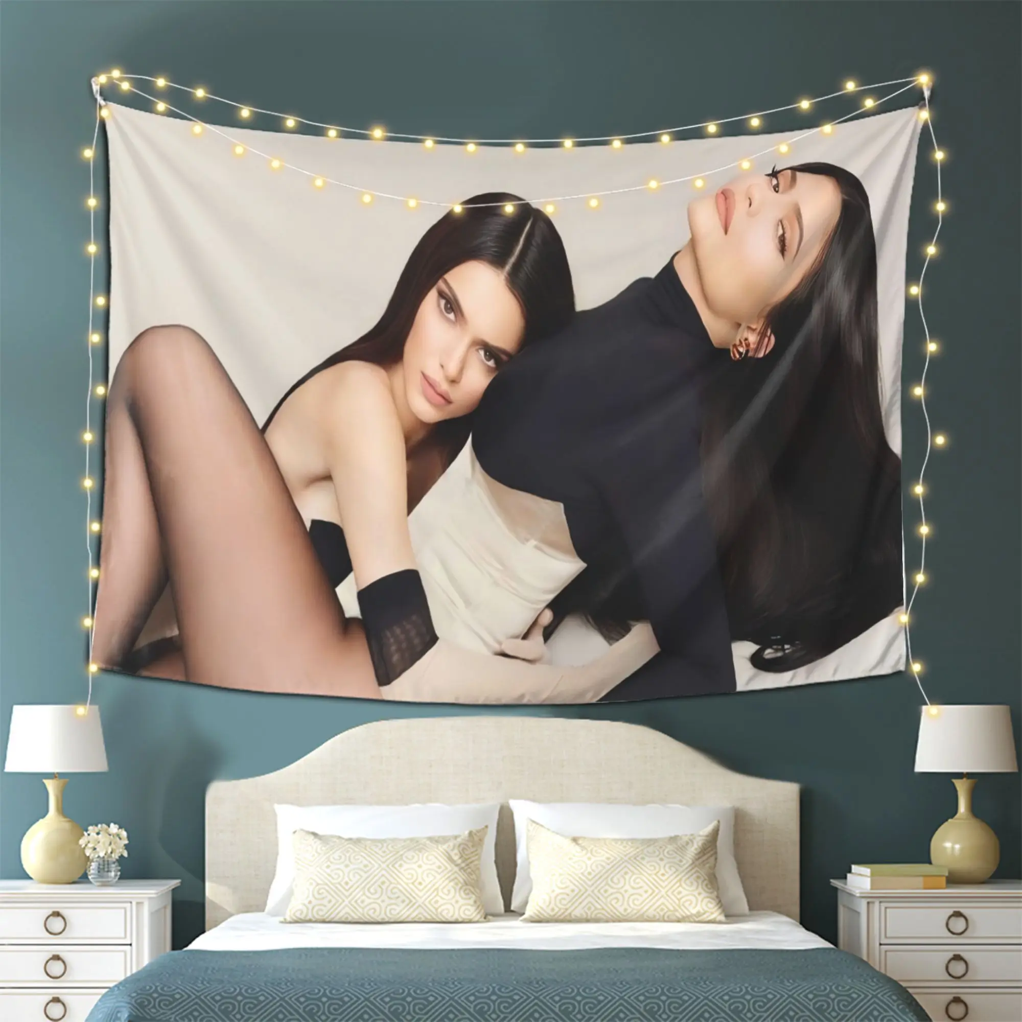 

1pc Elegant Women Portrait Tapestry - Sophisticated Formal Attire Wallpaper-like Hanging Decor, Wrinkle-Resistant Soft Polyester