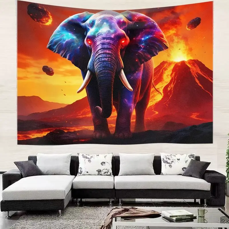 VIKAMA Psychedelic Elephant Tapestry Galaxy Nebula Mandala Wall Decor