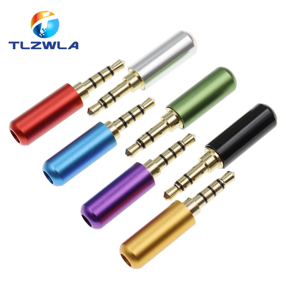 Copper 3/4 Pole 3.5MM Plug Male Headphone Jack with Clip 3.5MM Stereo Audio Connector for 4mm Cable Adapter