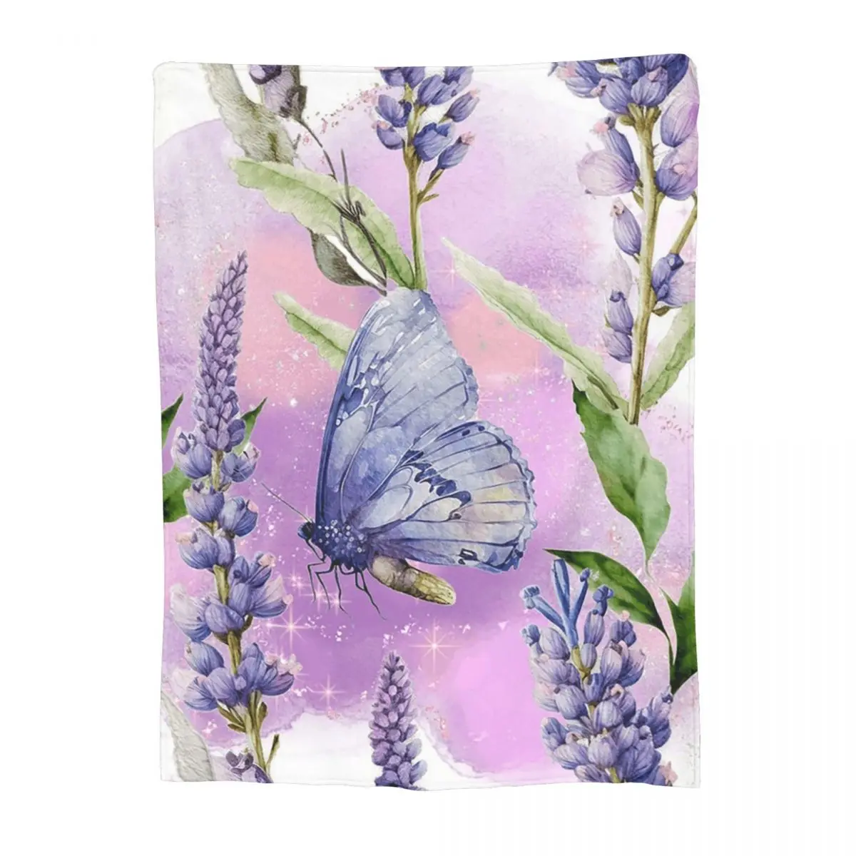 Purple Lavender Butterfly Blanket Soft Warm Flannel Throw Blanket Bedspread for Bed Living room Picnic Travel Home Couch