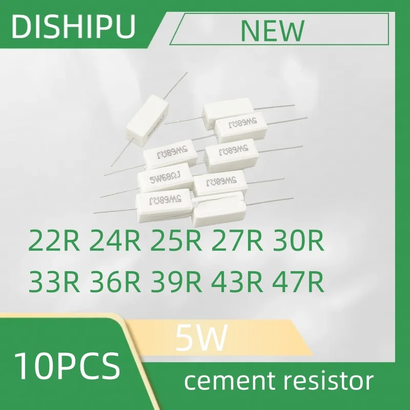 

10PCS 5W cement resistor 22R 24R 25R 27R 30R 33R 36R 39R 43R 47R