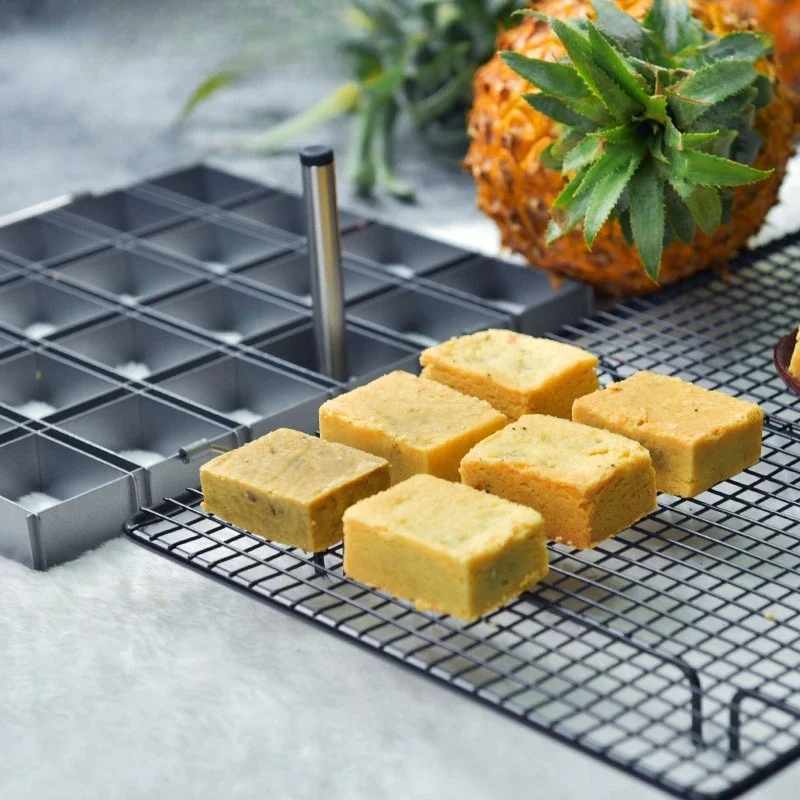 24 Grid Small Square Cake Molds 274x244mm Hand Pushed Moulds Carbon Steel Biscuit Molds for Household Baking Simple Kitchenware