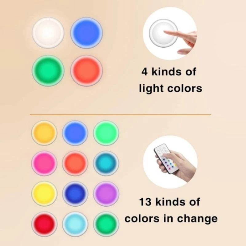 

Remote Control LED Puck Lights Touch Sensor Decorative Night Lamp Cabinet Night Lamp for Stairs, Bedroom, Foyer D2RD