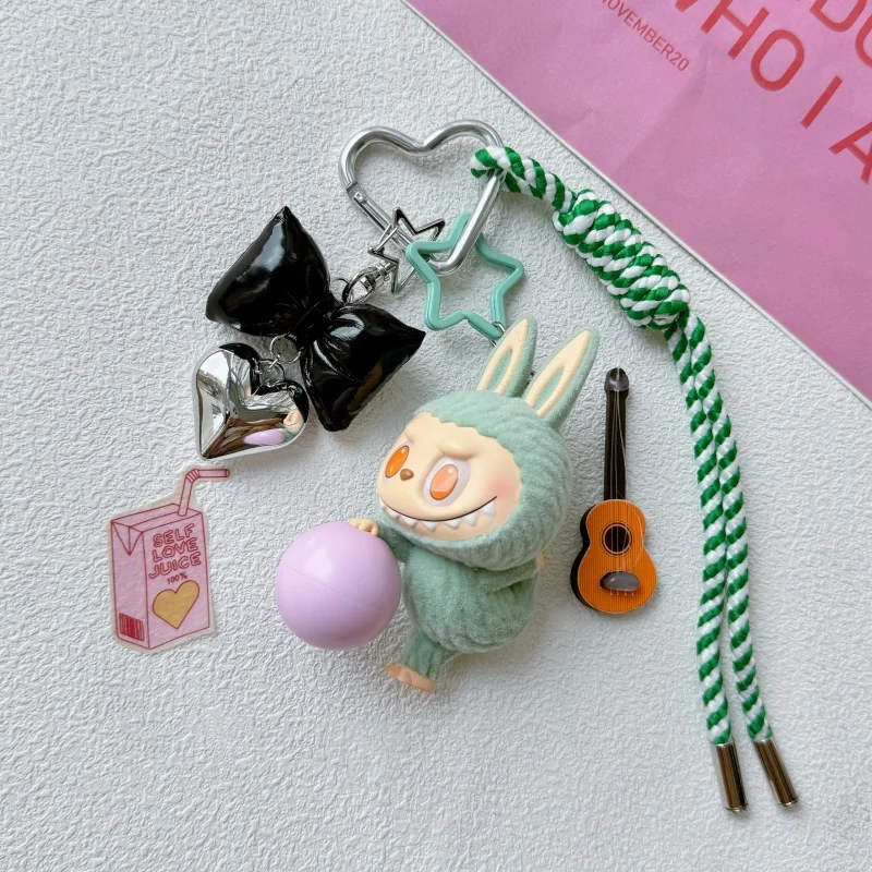 Authentic Cute Doll Pendant Labubu Yoga Series Anime Figure Keychain Bag Pendant Kawaii Labubu Series Girl Birthday Toy Gift