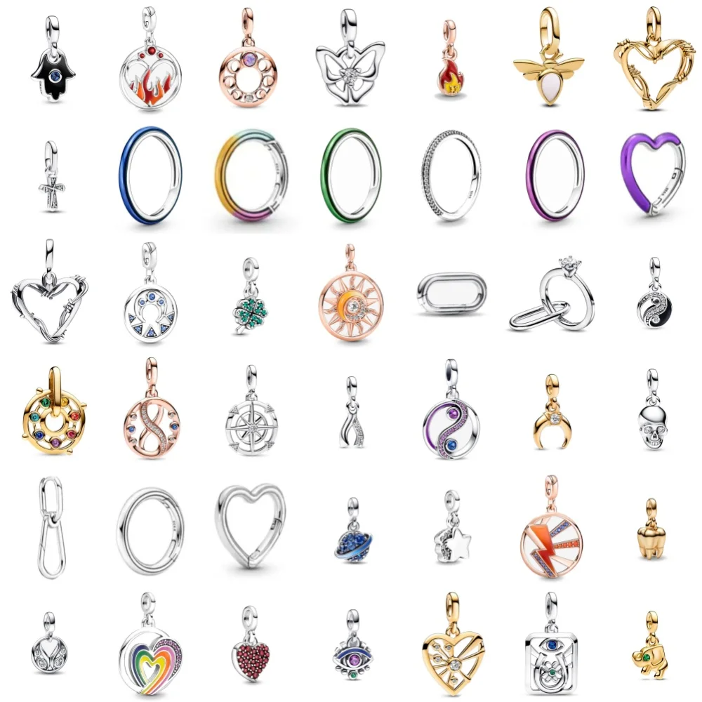 جديد 925Silver Me سلسلة الشمس قوس قزح القلب البسيطة استرخى سحر صالح الأصلي سوار المرأة DIY الأزياء قلادة مجوهرات لي خاتم هدية