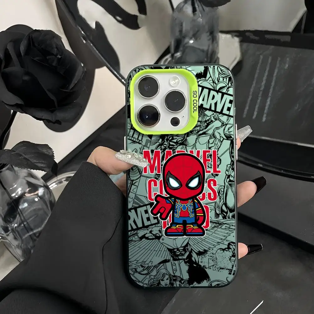 Marvel Spiderman Groot Phone Case Matte Colored Silver For Samsung S24 Ultra S23 Fe S21 S22 Plus Note 20 9 Hard Cover