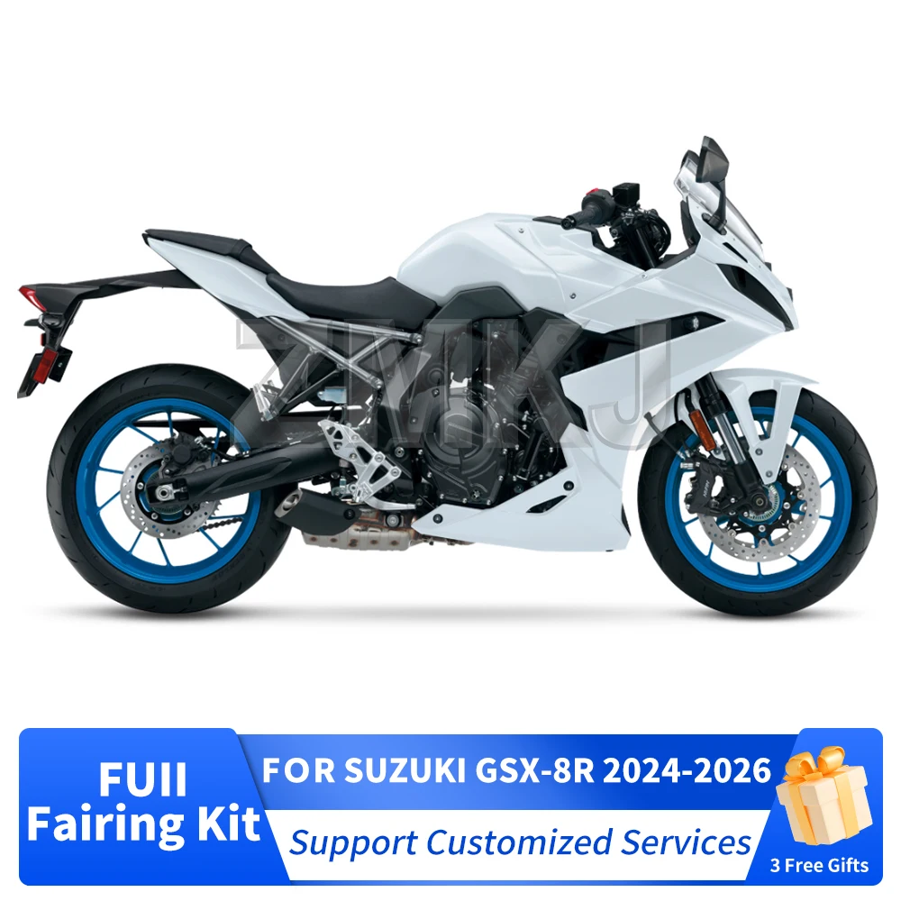 New Motorcycle Bodywork Cowling For Suzuki GSX-8R GSX8R 2026 2025 2024 ABS Injection Molded Custom Bright White Fairing Body Kit