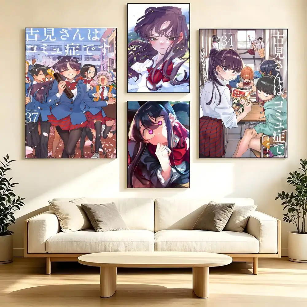 Anime Komi Can't Communicate Poster poster Self-adhesive wall stickers, suitable for room decoration, high-quality printing.