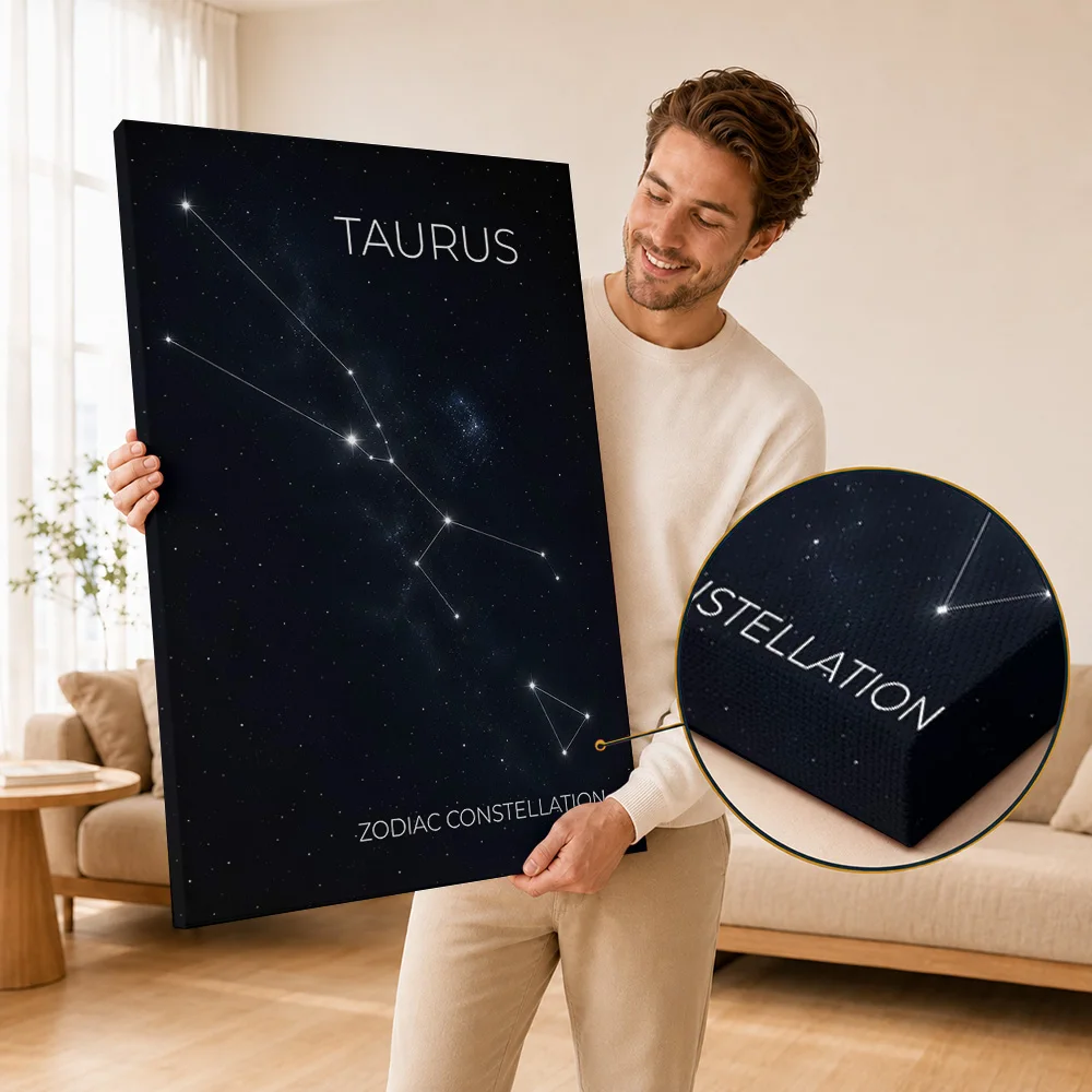 Celestial Map Art Framed Canvas Print Posters Dreamy Night Style Wall Decor With Personalized Photo For Study Ideal Dreamer Gift