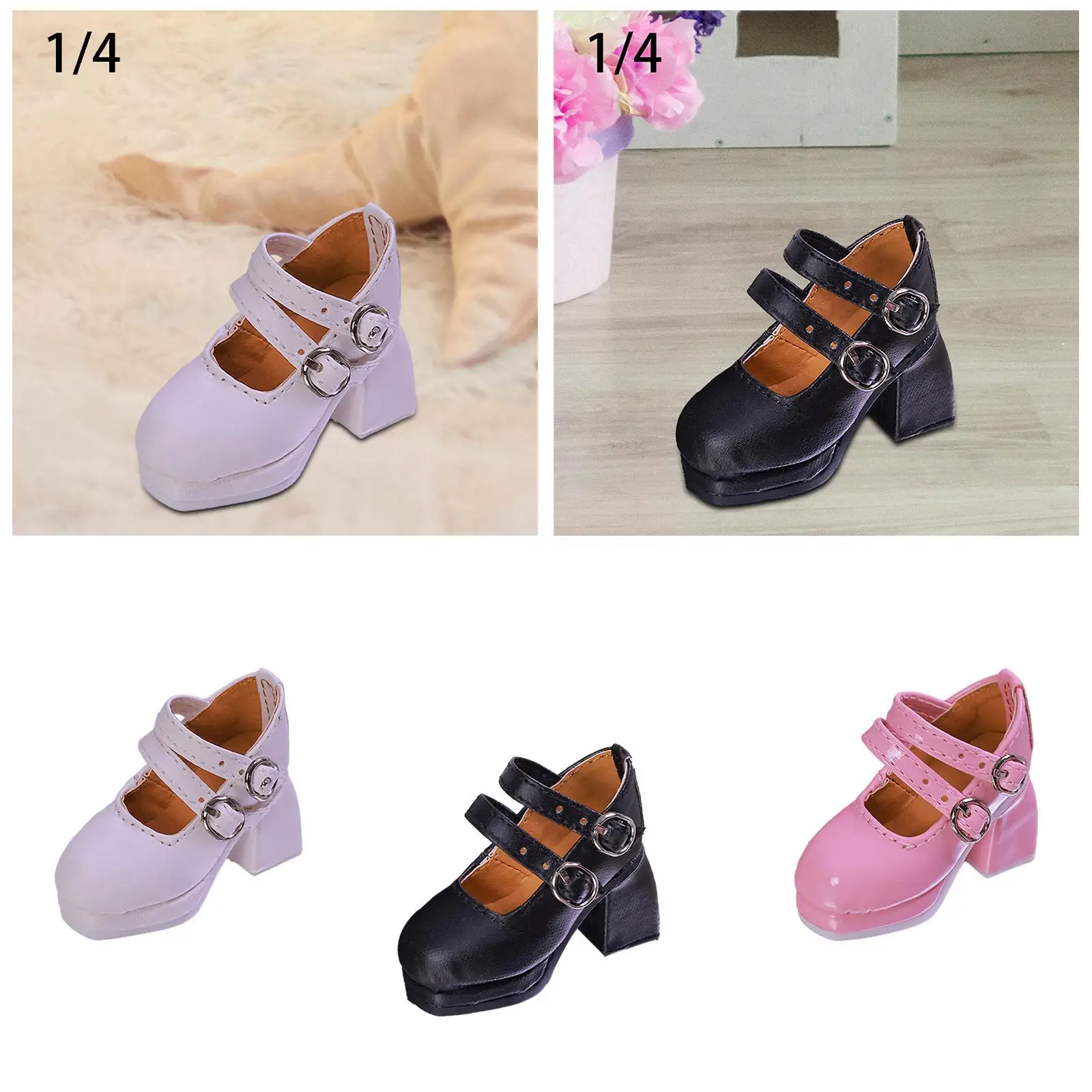 1/4 Scale Female Shoes Model Lightweight,Creative, Doll Accessories, Square Toe