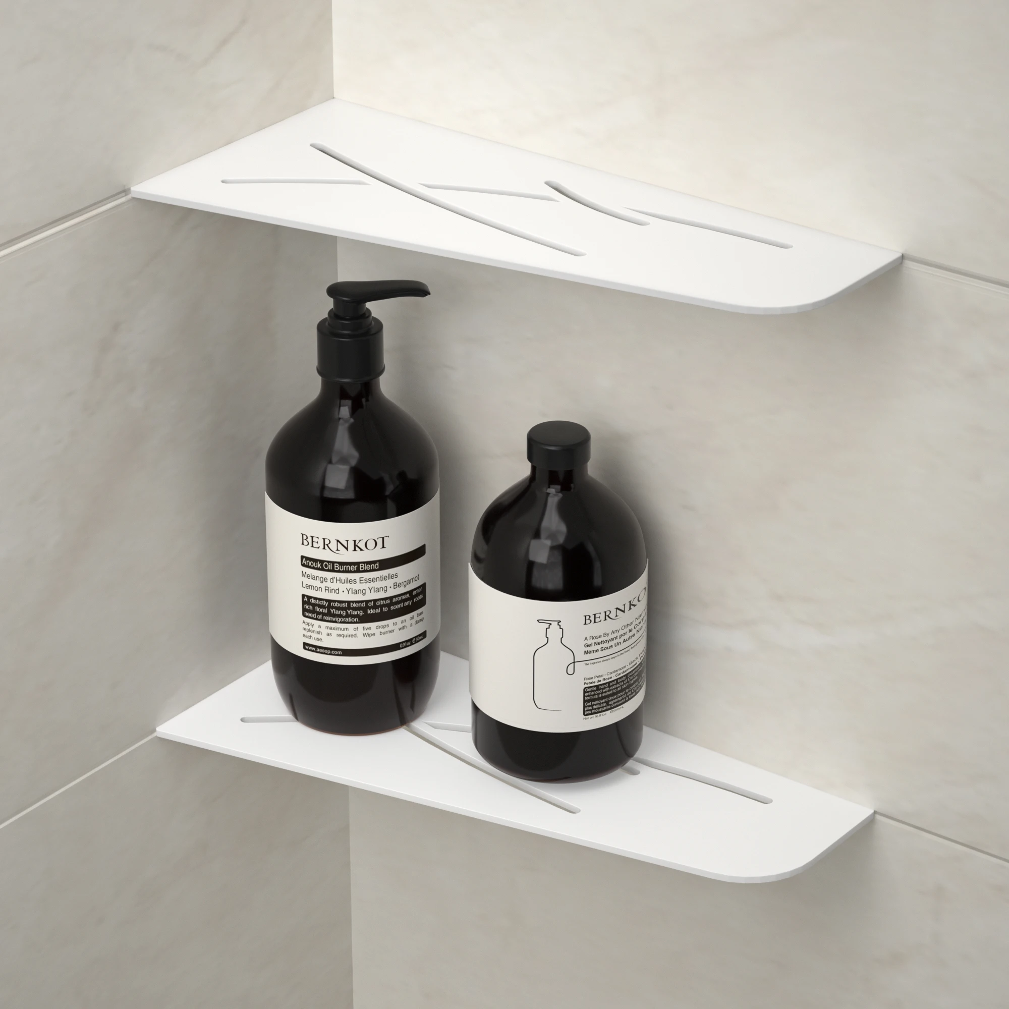 

Direct Factory 304 Stainless Steel Modern Design White Shower Corner Rack 3mm Thickness Bathroom Corner Shelf