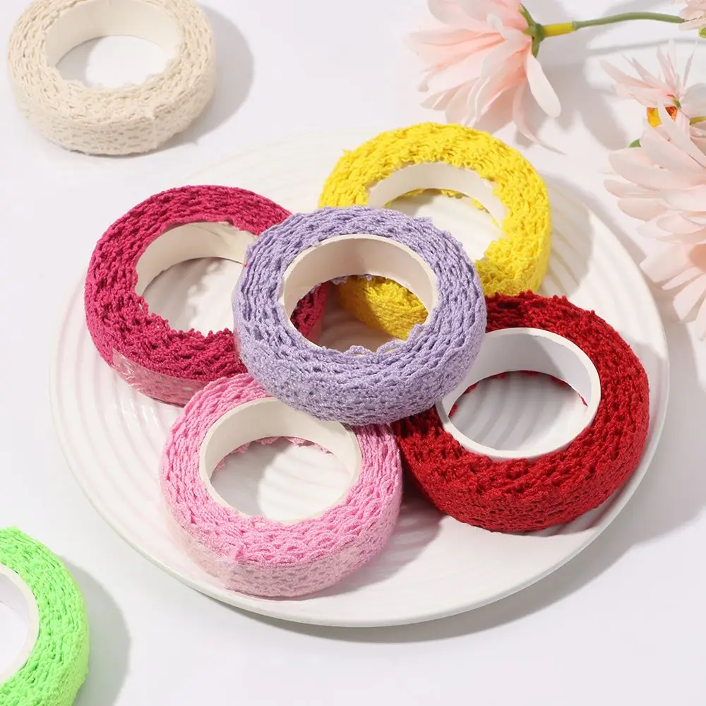 2Yards/pc Lace Tapes Sticker Stationery Gifts Self-adhesive DIY Craft Cloth Tape Lace Fabric Trim Ribbon
