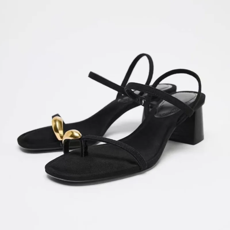 

Luxury High-heeled Women's Sandals Fashion Metal Thick Heel Womens Pumps and Heels Designer Banquet Womens Shoes Sandalias Mujer