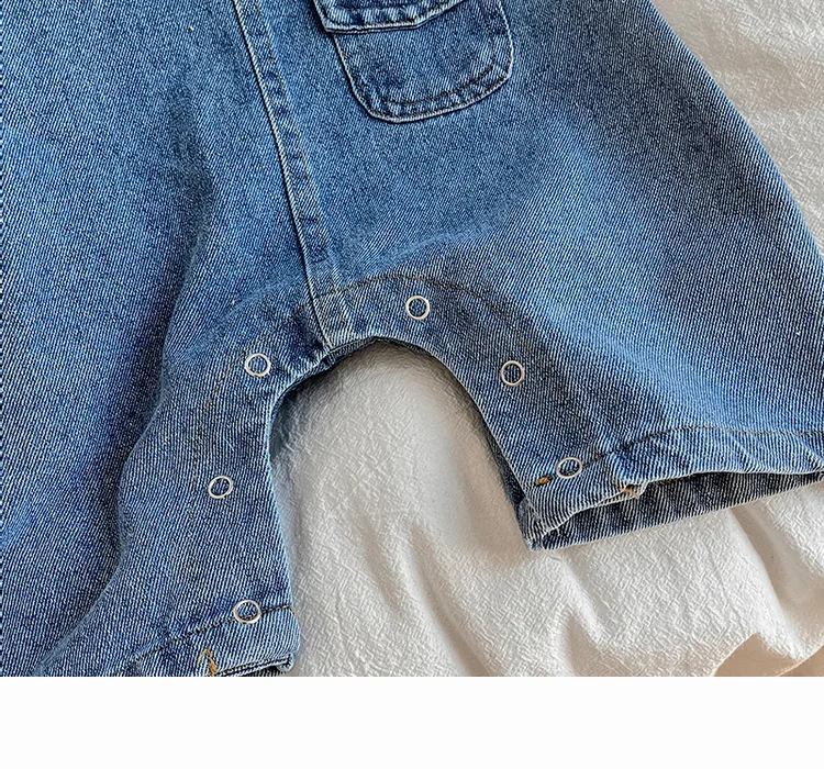 2024 Autumn New Baby Sleeveless Denim Jumpsuit Newborn Toddler Cute Pocket Romper Infant Girl Casual Overalls Kids Clothes