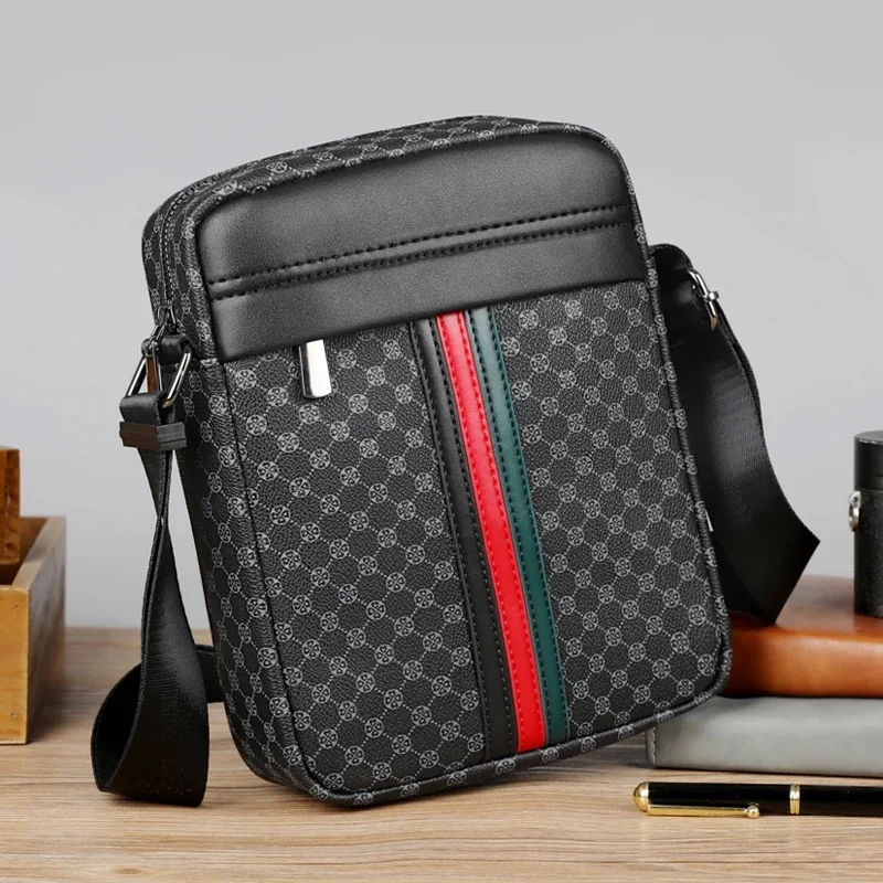 2026 Luxury Design Men's Crossbody Bags Fashion Plaid Printed Crossbody Bag Men Square Shoulder Bag Male Sling Messenger bag