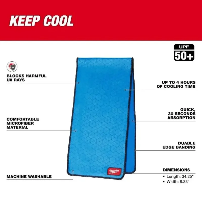 Milwaukee 48-73-4541 Microfiber Cooling Towel UPF 50+ UV For Work Sports Camping Fitness Outdoor Tool Accessories