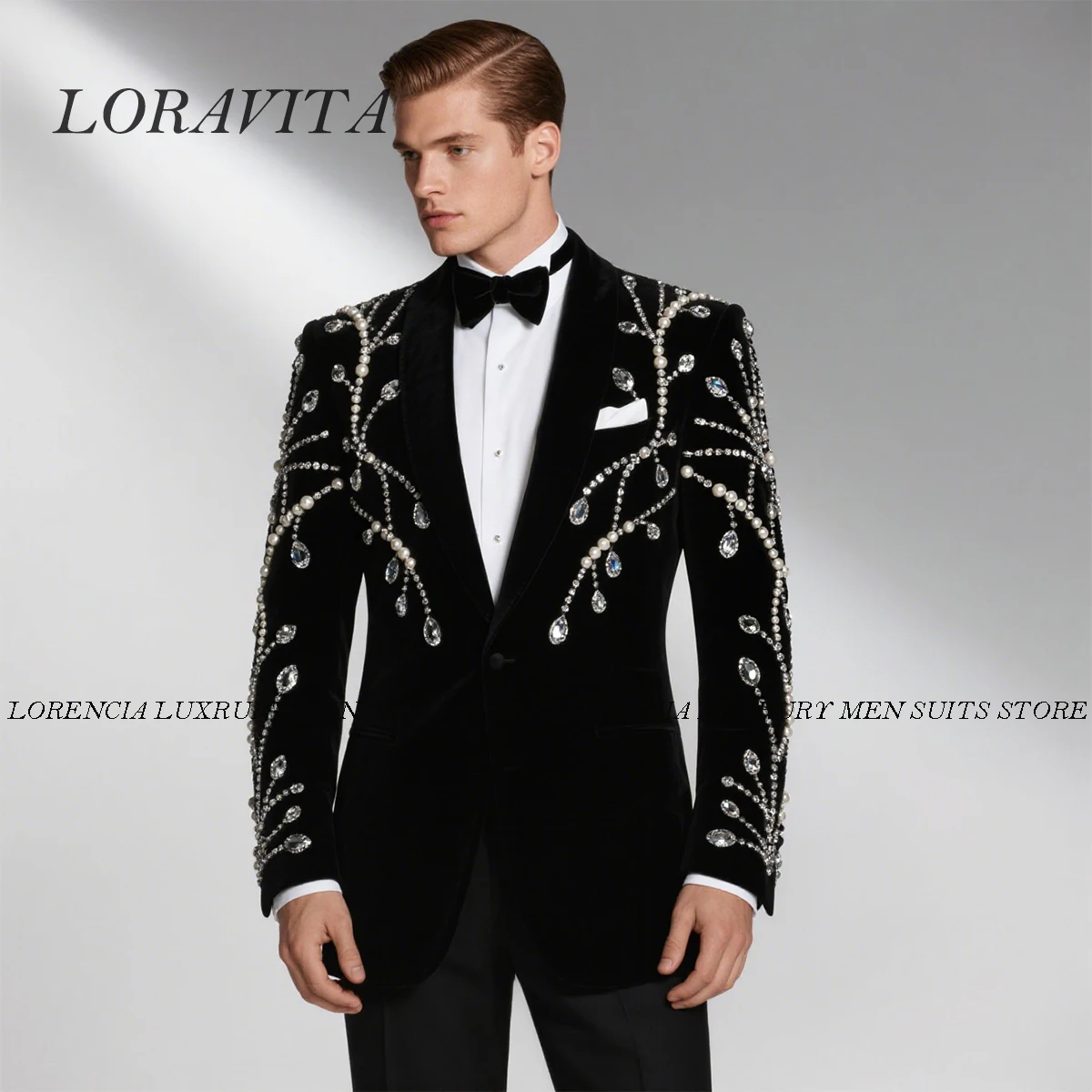 

Мужские костюмы с драгоценными камнями и бисером, комплекты из 2 предметов, свадебный смокинг для жениха, приталенный смокинг с остроконечными лацканами, мужские пиджаки для выпускного вечера, костюм Homme
