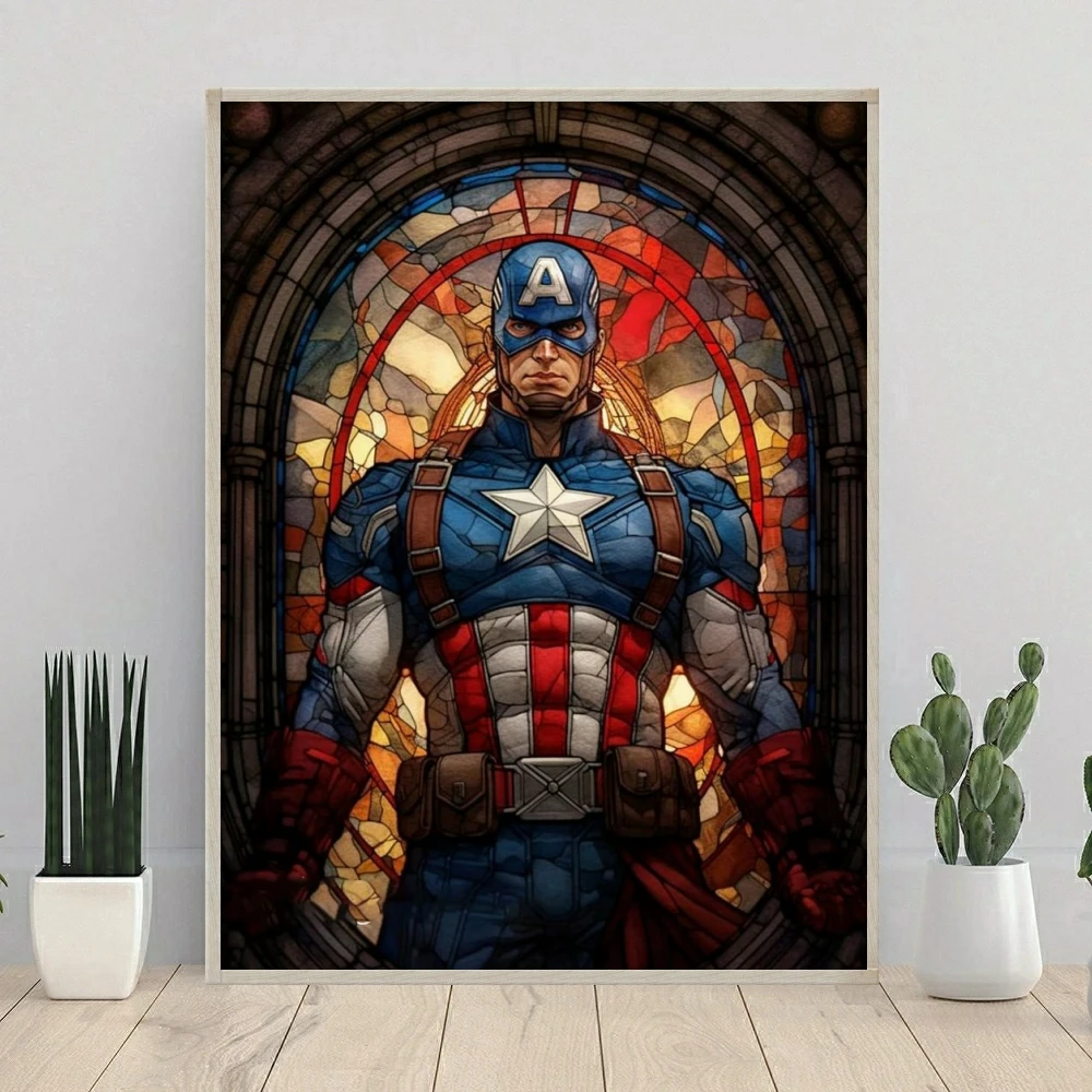 Avengers 5D Diamond Painting Art Marvel Characters Stained Glass DIY Full Embroidery Captain America Iron Man Hulk