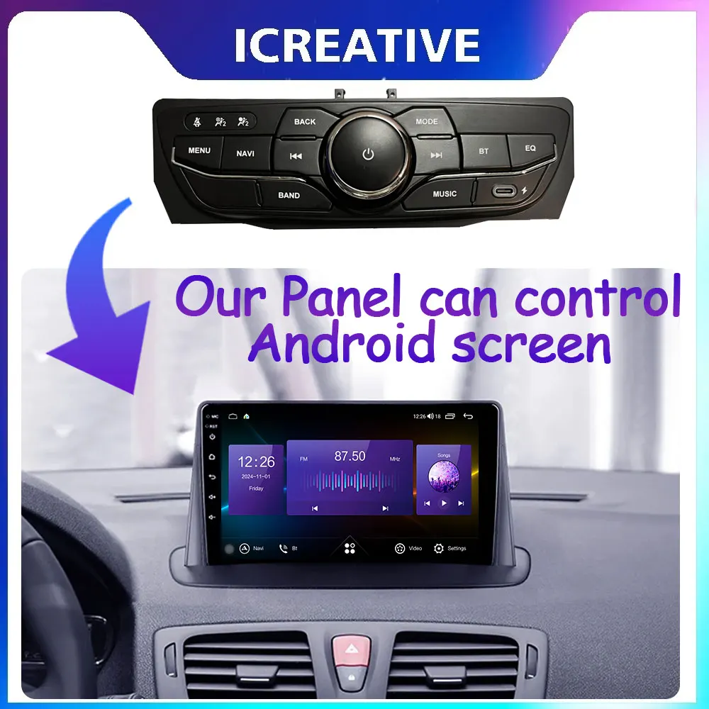 OEM Style Control Panel For Renault Megane 3 2008-2014 For Renault Fluence 2013-2016 To Control Android Screen Car Video Player