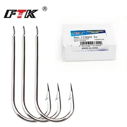 FTK Fish Hook Barbed Fishhook 100PCS/LOT Size1#-Size10# High Carbon Steel Jigging Carp Anzol Fishhooks Fishing Tackle