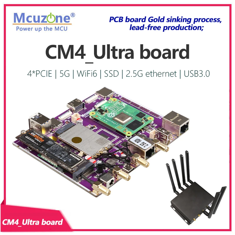 Raspberry Pi CM4_Ultra Board 4 * Pcie | 5G | WiFi6 | Nvme Ssd | 2.5G Ethernet | USB3.0 Ubuntu Openwrt