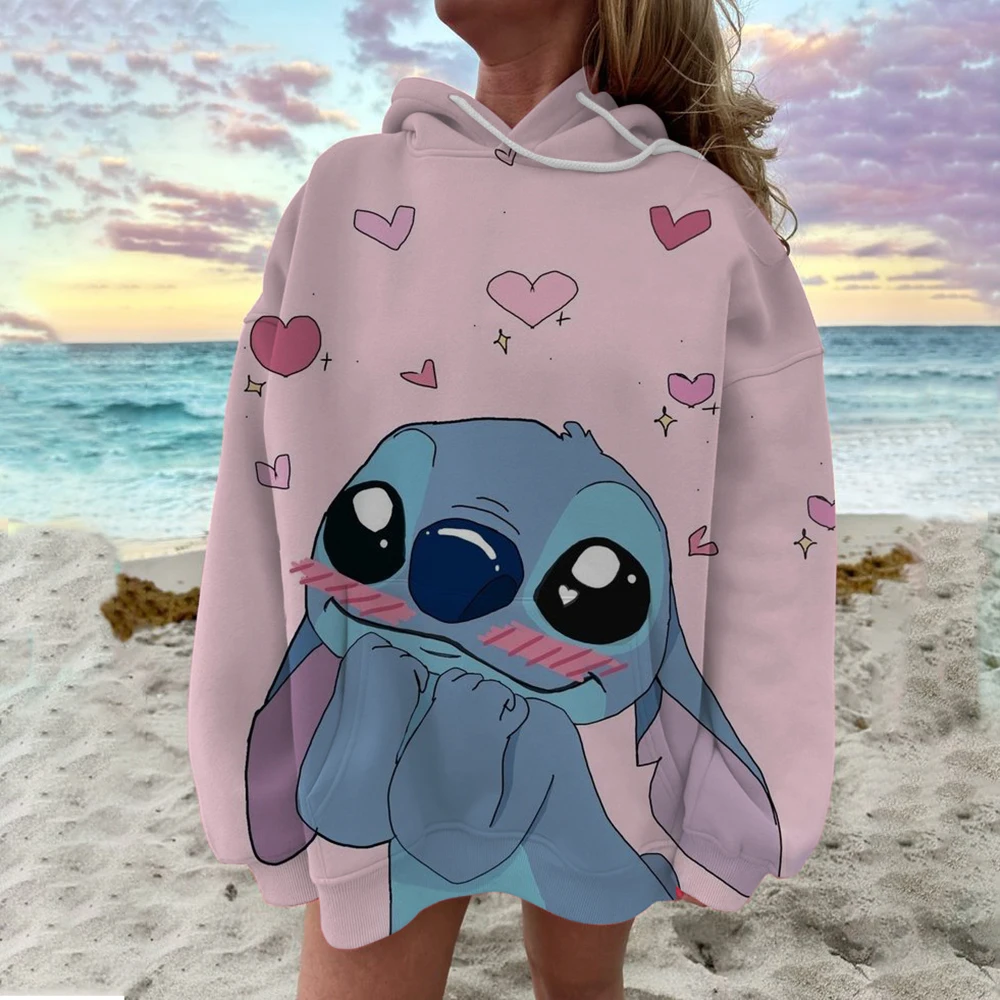 Heißer Verkauf Kawaii Lustige Disney Stich Hoodie Frauen Und Mann Cartoon Kleidung Lilo und Stitch Sweatshirt Manga Hoody Baby Casual Top