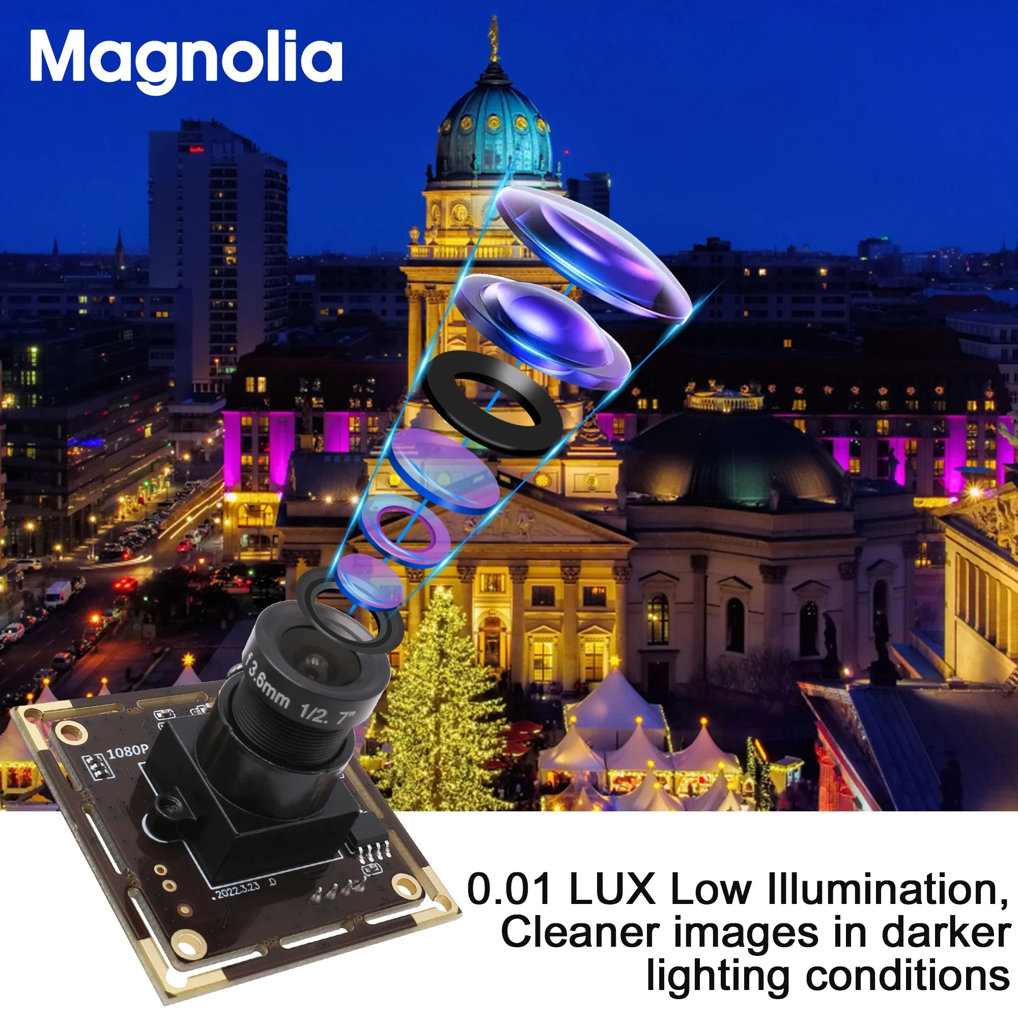 Módulo da câmera HD Wide Angle ELP, baixa iluminação, USB 2.0, 1.2 MP, 0.01Lux, Aptina AR0130 Sensor para Sistema de Segurança