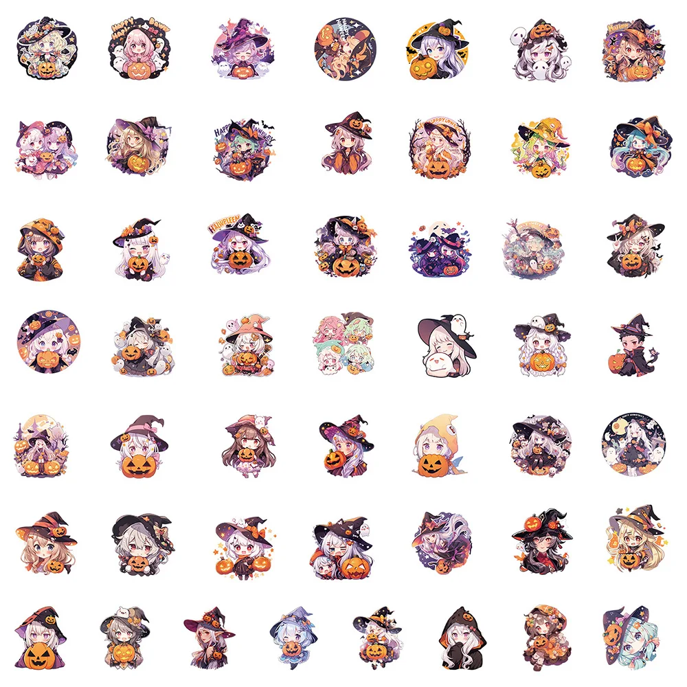 10/30/50pcs Cute Hallowmas Magic Girl Cartoon Aesthetic Stickers INS Style DIY Laptop Notebook Suitcase Phone Graffiti Sticker