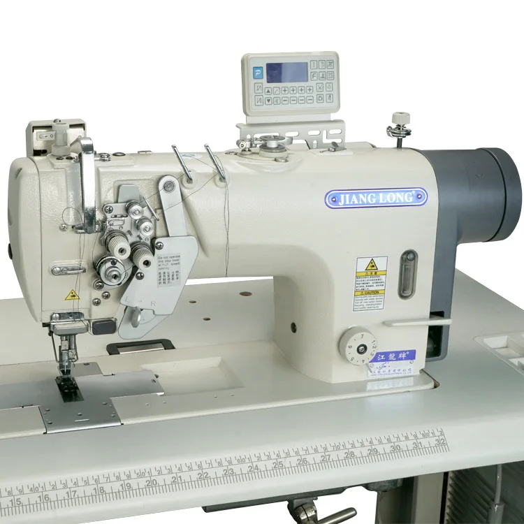 Jianglong 8752 Lockstitch Sewing Machine Double Needle Double Jump Lockstitch Car Automatic Thread Cut Inverted Sewing Electric