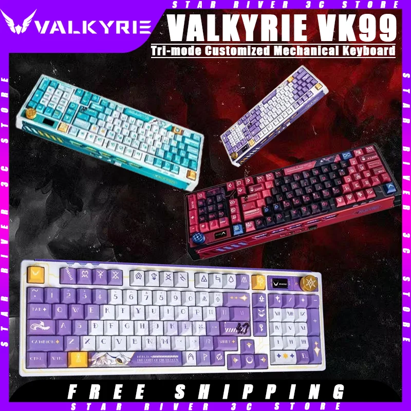 

VALKYRIE VK99 Mechanical Keyboard Tri-mode Wireless 2.4G Hot Swap PBT Keycaps Gasket Structure Customized Pc Gamer Accessories