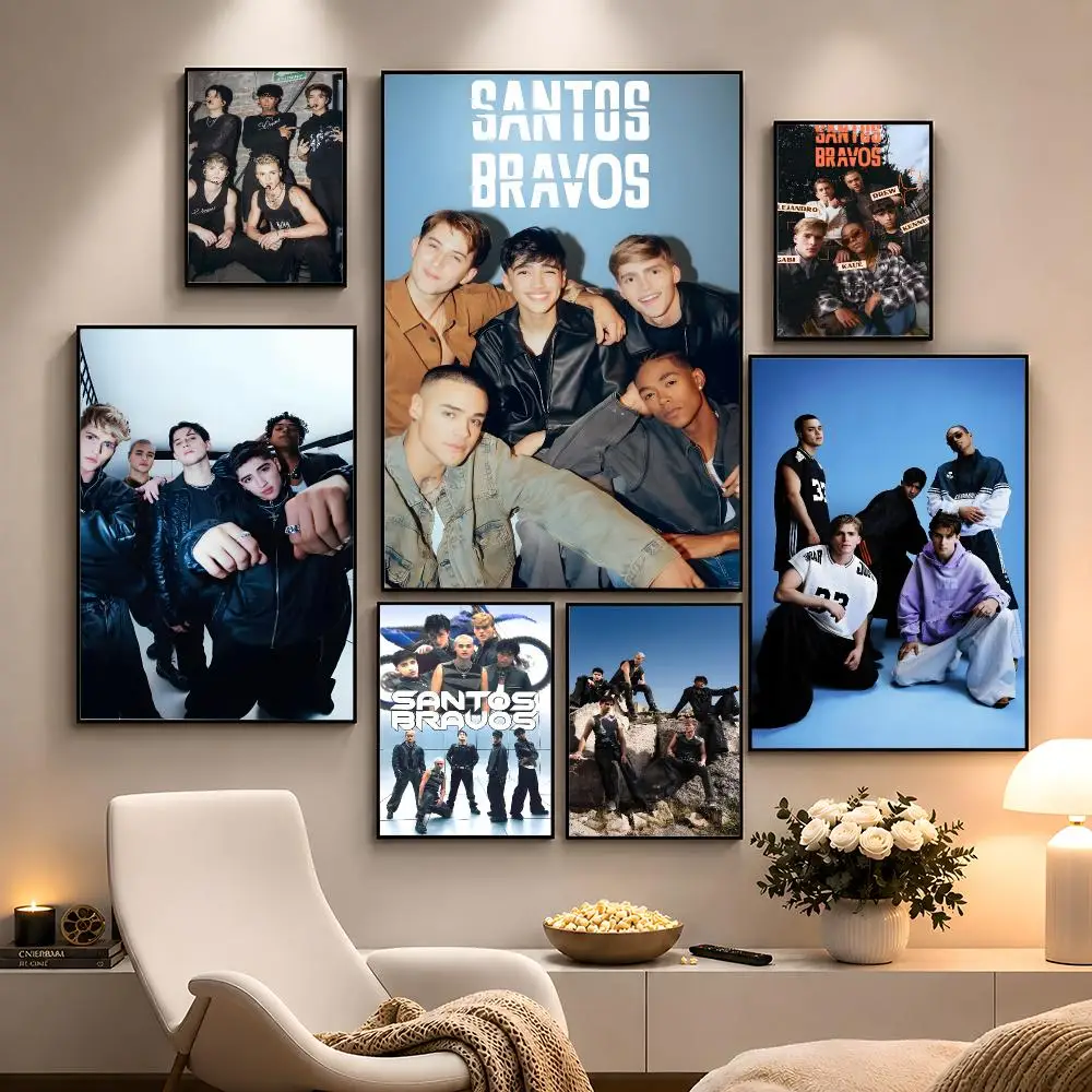 Group Santos Bravos Latin Boy Band Poster Peel And Stick Wall Art PP Waterproof HD Bedroom Living Room Home Decor Gift