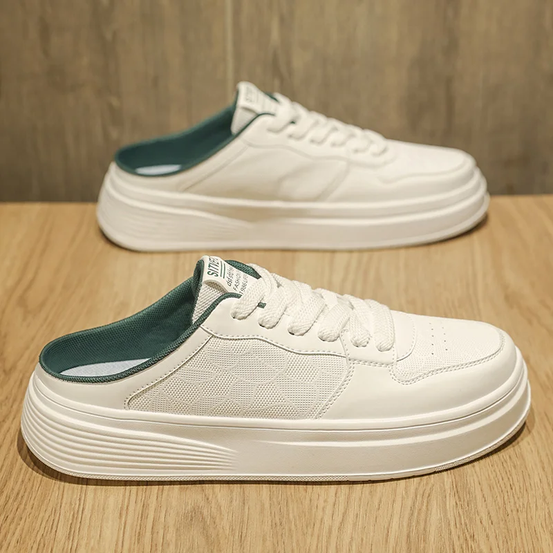 Men's Summer Canvas Slip-On Sandals Casual Versatile Half-Sandals Style Trendy Men's Shoes