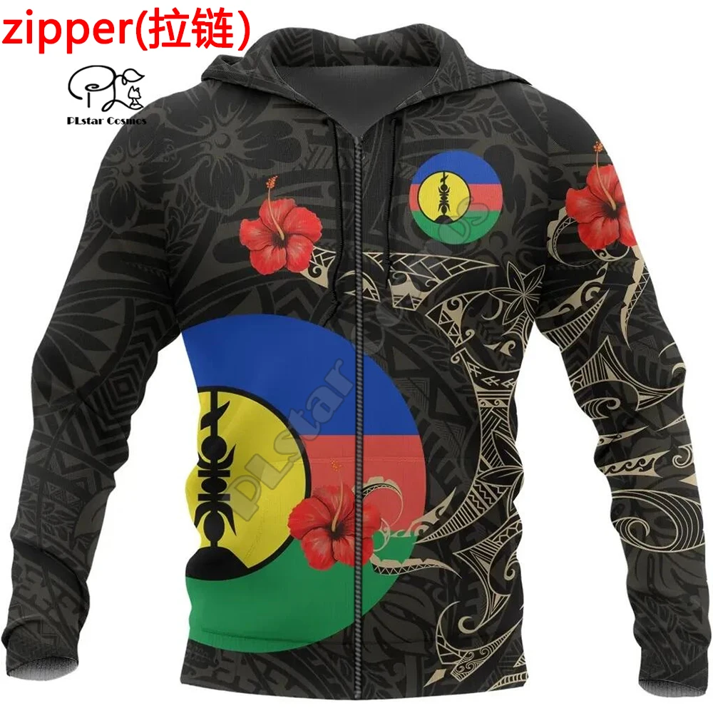 New Caledonia French Polynesian Country Flag Tribal Culture Retro Tattoo Tracksuit Men/Women 3DPrint Casual Pullover Hoodies X5