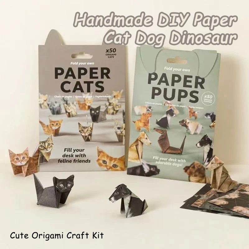 

Creative DIY Paper Cats Dog Dinosaur Folding Paper Handmade Home DIY Decoration Gifts Fun Art Craft Folding Animal Paper Set