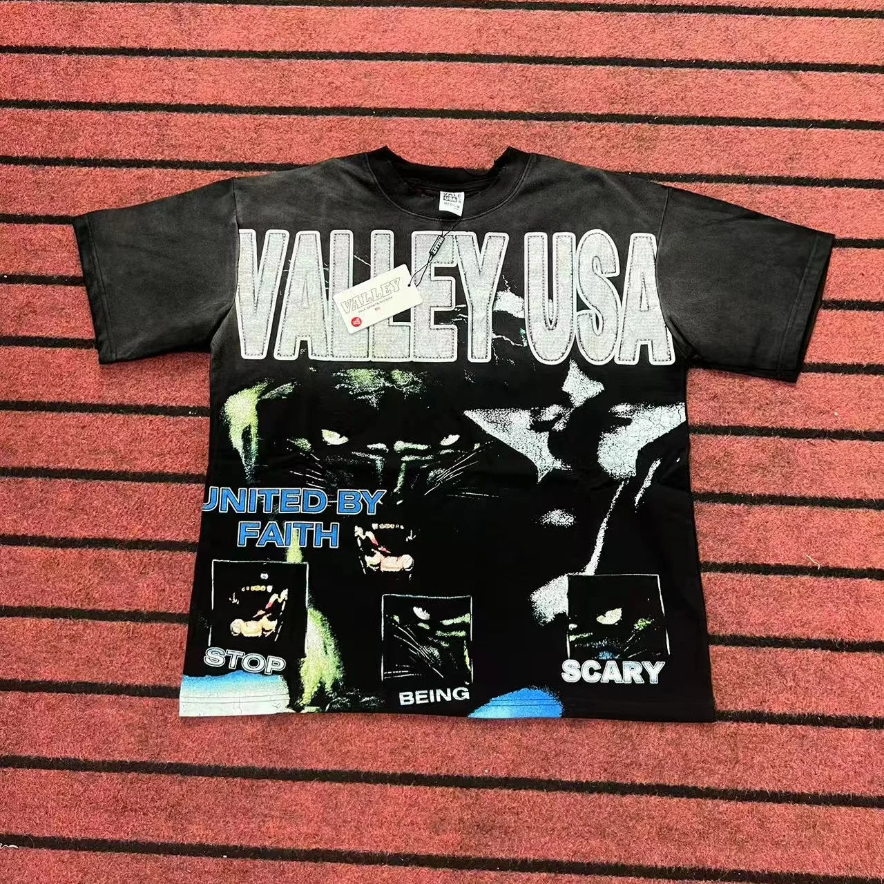 Vale FOREVER Retro Figure Print Washed Vintage Unisex T-shirt High Street Loose Short Sleeve Summer Tee
