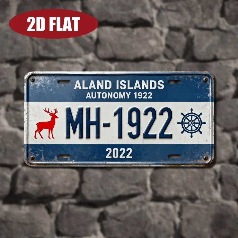 2D Flat, 2D Plane, 1pc Vintage Åland Islands Autonomous Region Flag Plaque Decorative Plaque with Statue, 30.48x15.24 cm 2D Flat