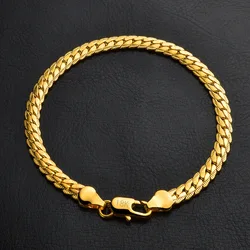 Popular classic 5MM Chain 18K gold fine 925 sterling Silver Bracelet for Women men fashion Wedding Party Holiday gift Jewelry