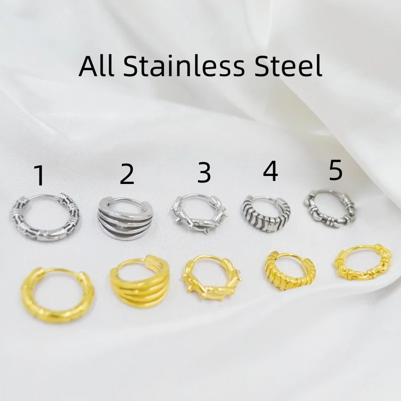 Lot50pcs Fashion Jewelry-  PUNK EMO Men/Women Hoop Earrings New Ear Studs/Earring Stainless Steel  Hoop Ring
