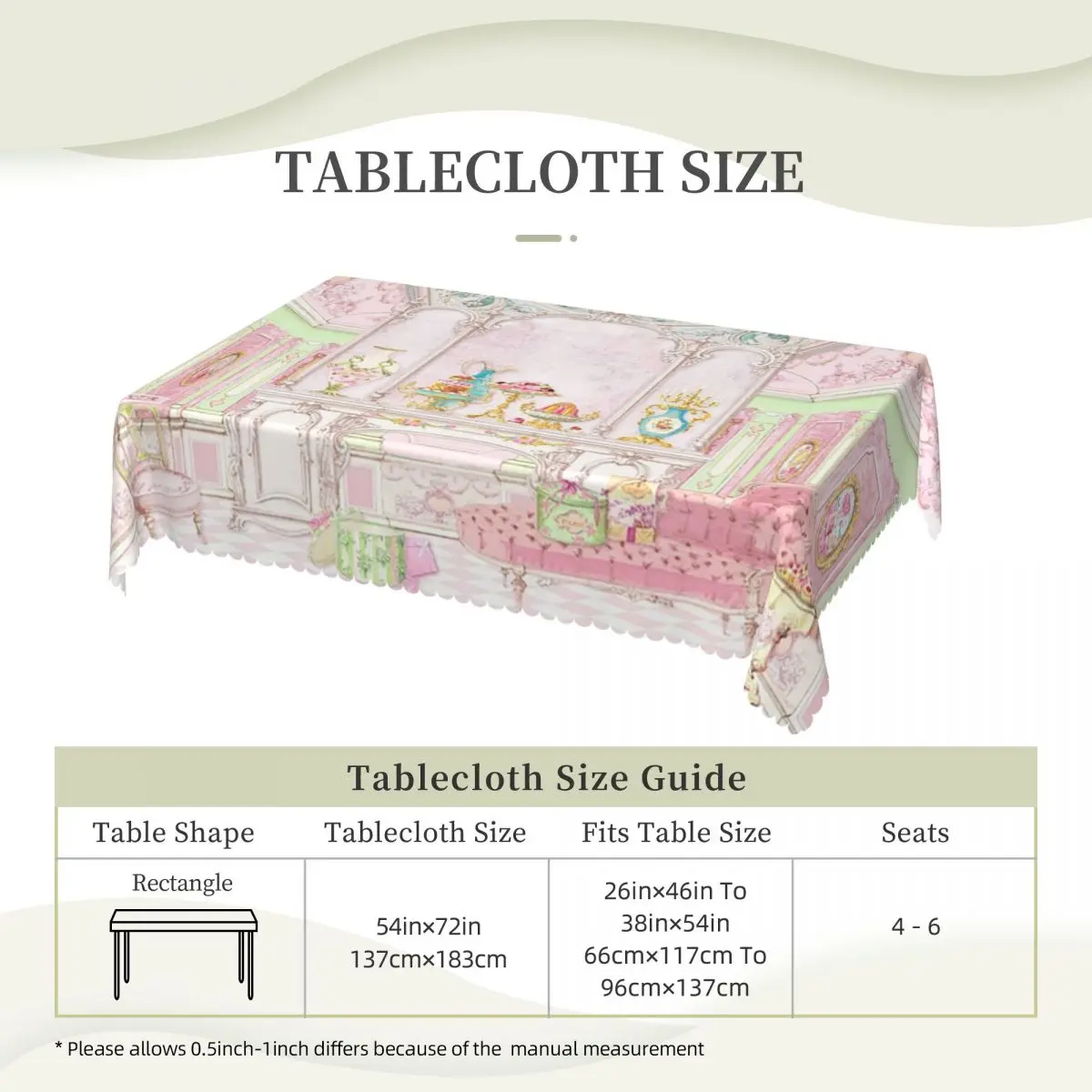 Marie Antoinette Afternoon Tea In French Paris Customized Rectangular Tablecloth Waterproof Table Cover for Dining Table Cloth