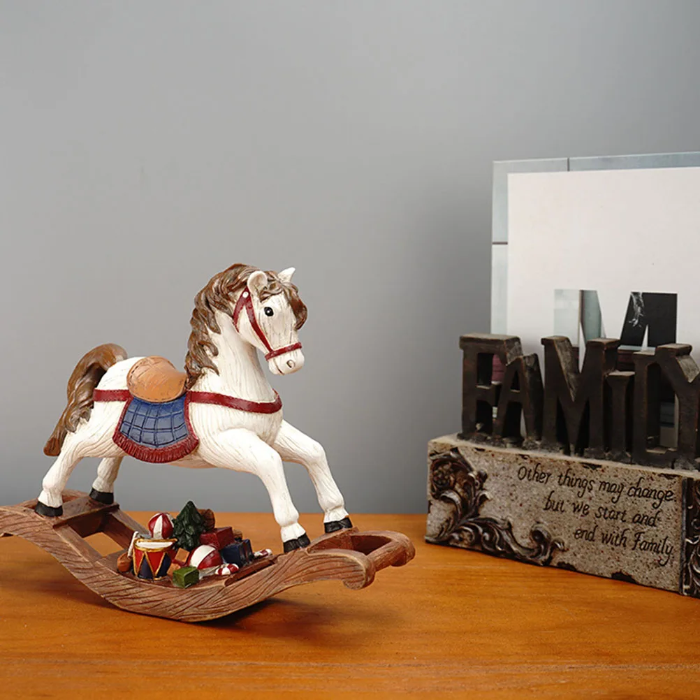 

Resin Hobbyhorse Adornment Creative Xmas Rocking Horse Statue Decorative Premium Material Unique Design Christmas