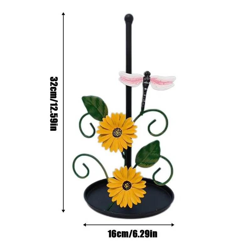 Iron Kitchen Roll Paper Towel Holder Sunflower Bathroom Tissue Stand Napkins Rack Home Kitchen Tissue Storage Stand Accessories