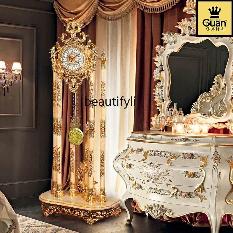 X European Floor Clock Topaz Standing Clock Luxury Villa Household Crystal Floor Clock