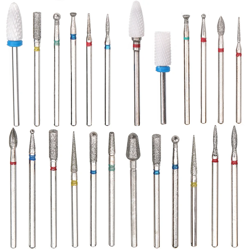 6 pz/set diamante punta da trapano per unghie frese elettriche per pedicure lime per unghie cuticola bava manicure trapano accessori per macchine