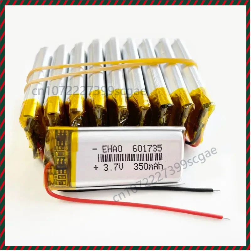 Replacement 601735 3.7V 350mAh LiPo Battery for Recorder, MP3, Bluetooth Headset & Smart Watch, 10PCS