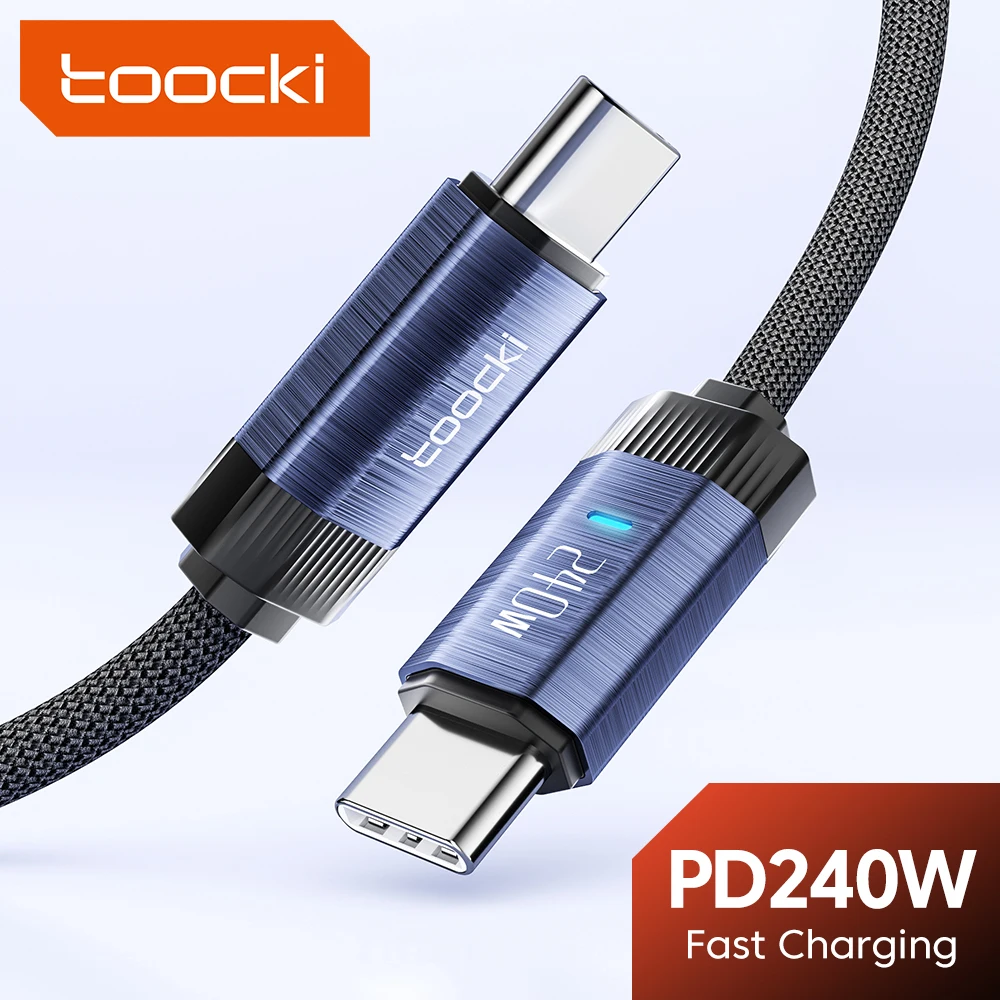 Toocki LED USB Type C Cable 240W Fast Charging Charger Wire for Huawei Samsung Xiaomi Mobile Cellphone Type-C Data Cord Cables