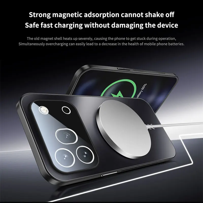 Simple Magnetic Wireless Charging Case For Honor 600 Pro Honor 600 For Magsafe Shockproof AG Matte Glass Lens Film Protect Cover view 4